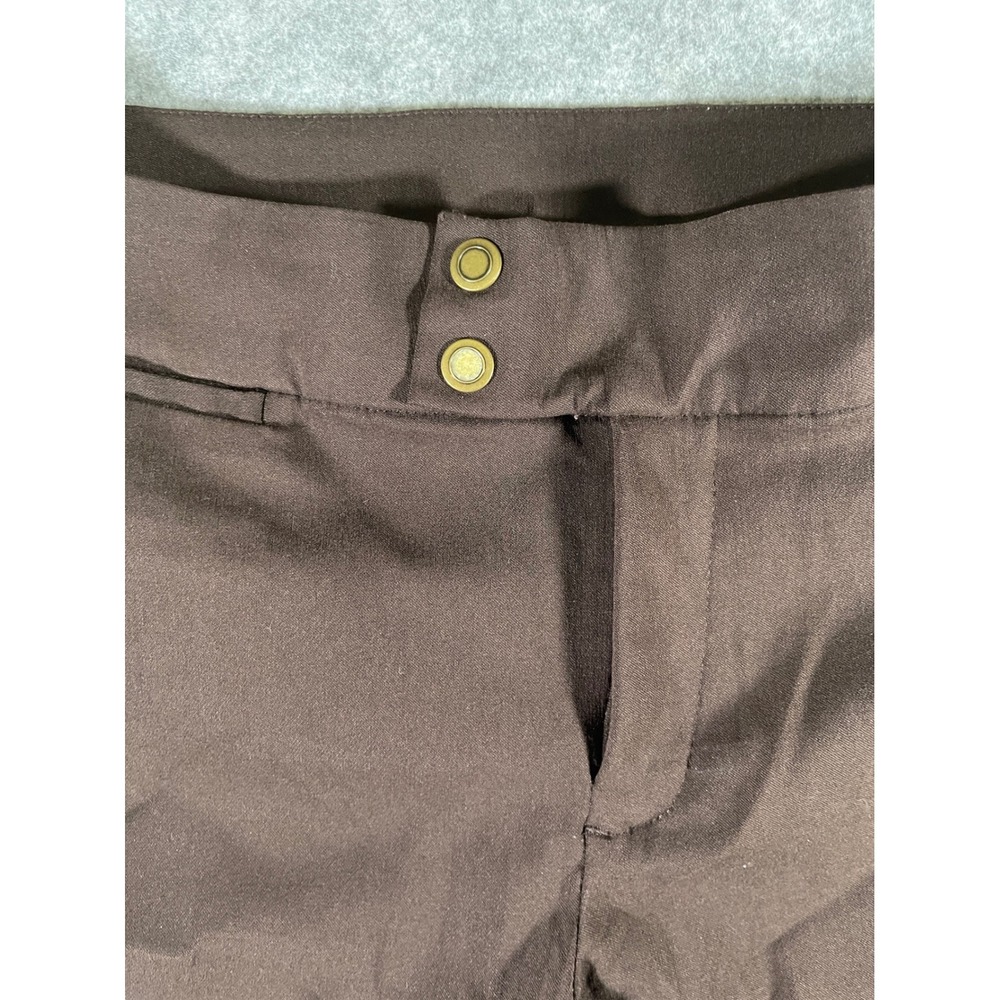 Womens Chocolate Brown Straight Leg Dress Pants Double Snap Button Trousers - Picture 5 of 13